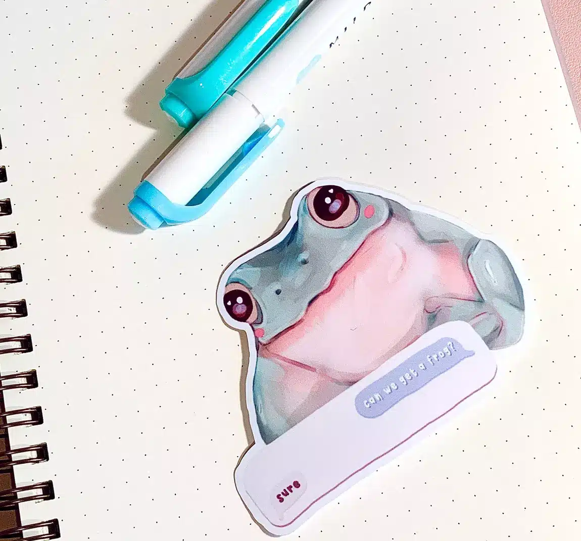 BubblesArtCraft • Vinyylitarra • Vinyylitarra Frog Meme Sticker - Image 2