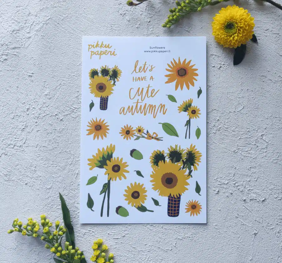 Pikku paperi • Tarra-arkki Sunflowers - Image 2