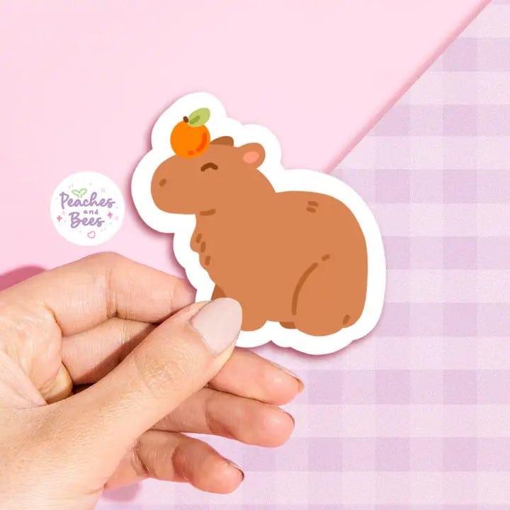 Peaches and Bees • Vinyylitarra Capybara with Orange