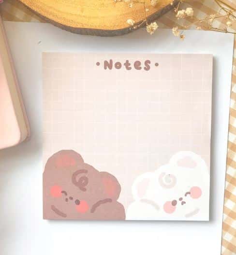Peaches and Bees • Muistilaput Cute Cottagecore Themed Bear Memo Pad - Image 2