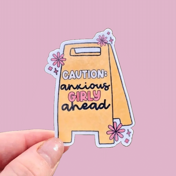 Awfullynerdy.co • Vinyylitarra Caution Anxious Girly Ahead