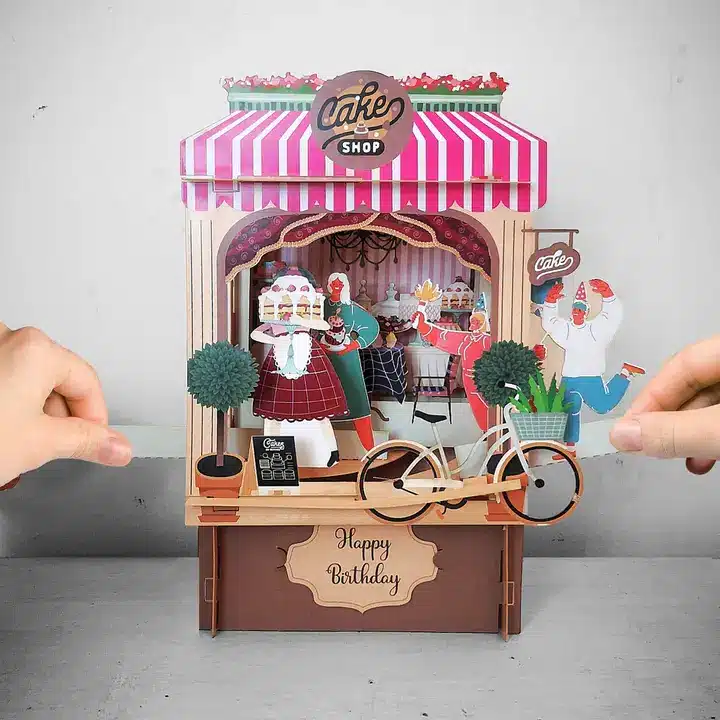 Alljoy Design • 3D Pop Up kortti • Kahvila